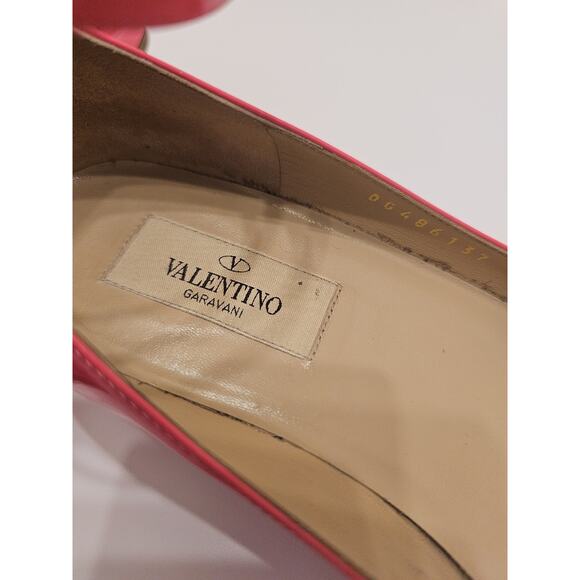 Valentino Garavani 37 Pink Fuchsia Patent Tango Ankle Strap Ballet Low Heel - Picture 3 of 16